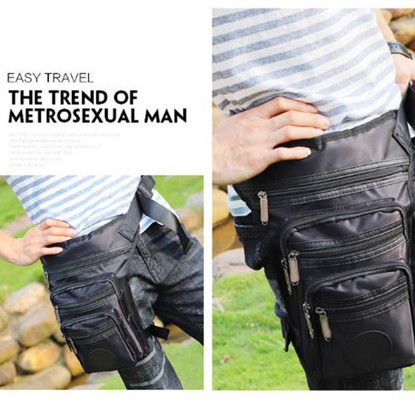 

men waterproof leg bag adjustable running sport double layer waist pouch anti wrinkle outdoor multifunctional thigh packet