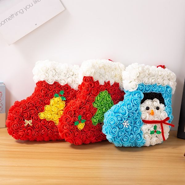 

foam rose flowers stocking pendants decorative xmas tree hanging ornament holiday crafts decorations 2020 new year