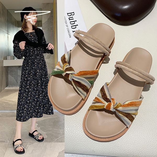 

house slippers platform women luxury shoes med lady slides pantofle flock designer flat girl 2020 summer rubber bonded leather, Black