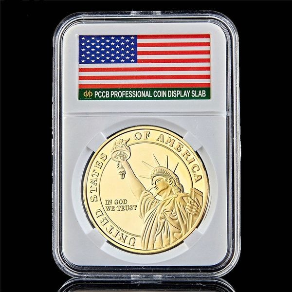 

collectible us in god we trust medal of honor liberty 1oz gold plated commemorative coin w/pccb box