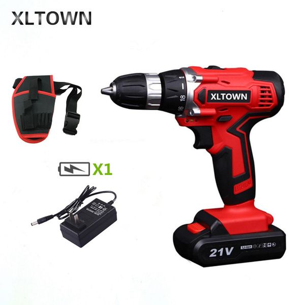 

xltown 21v electric screwdriver rechargeable lithium battery two-speed electric screwdriver home cordless drill power tool