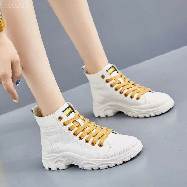 

2019 personality autumn winter leather high-shoes casual flat women's shoes sports boots martin boots women's boots factory direct, Black