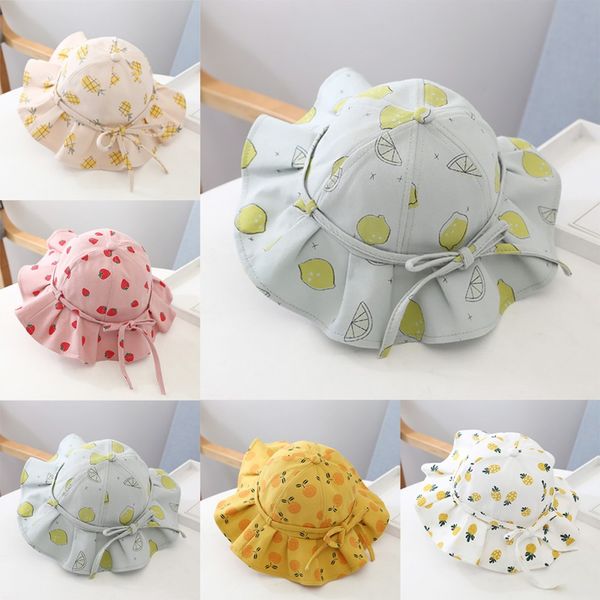

summer hat for baby girl boy kid child infant adjustable sun protection cute, Yellow