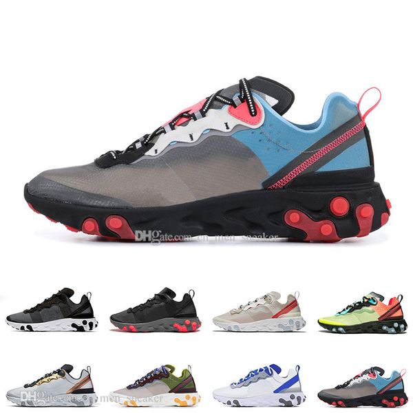 

new react element 87 55 blue chill game royal men women running shoes red orbit black white mens trainers sports designer sneakers, White;red