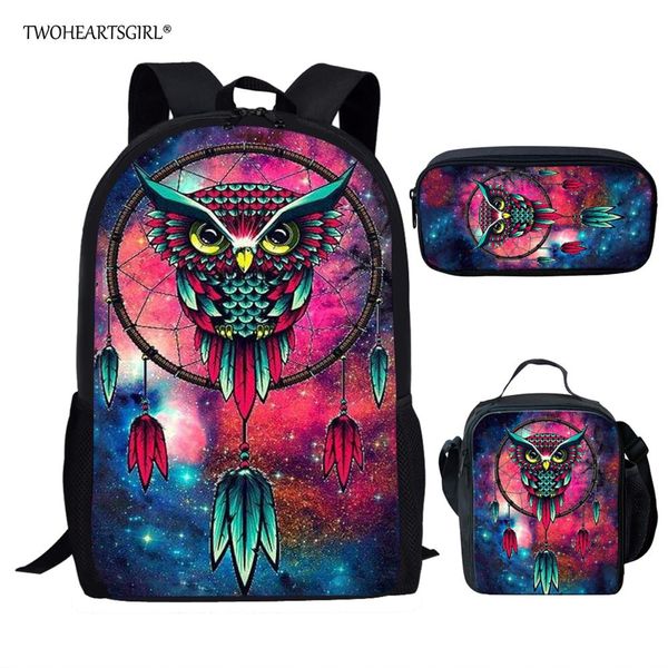 

twoheartsgirl cartoon owl print school bag sets for children boys girls cool middle student kids schoolbag primary book bags