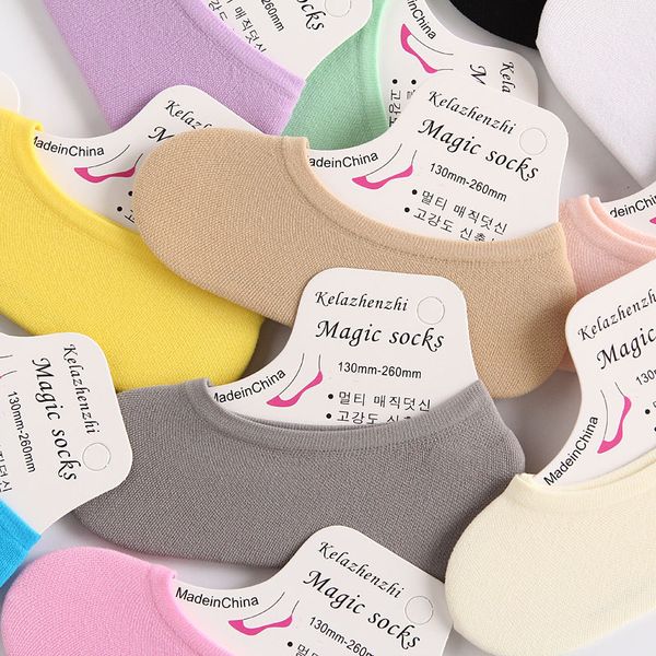 

20pairs/lot socks fashion womens slippers solid cotton sneakers invisiable heel pain soft socks gel rubber sapatos, Black;white