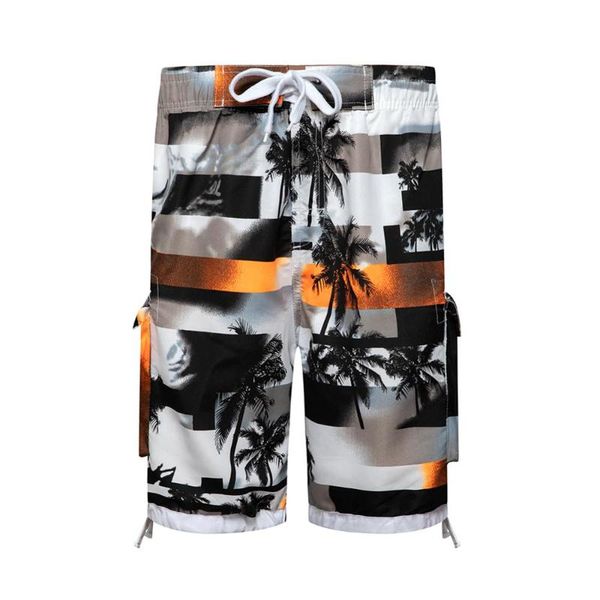 

2020 spring and summer seaside men's beach pants quick-drying loose personality coconut tree leisure vacation shorts pants, White;black