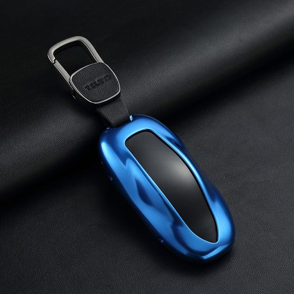 

aluminum alloy car key cover case with keychain for model-x model-s auto accessories