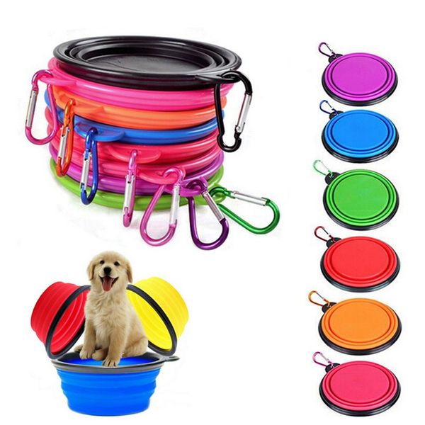 

1шт travel dog bowl портативный открытый путешествие pet dog bowl силикон складные чаши еды питьевой воды pet чаши продукта 28