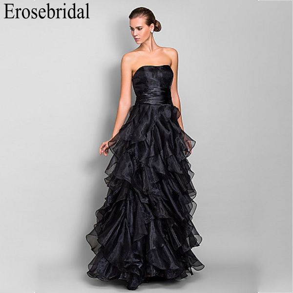 

erosebridal organza black evening dress long formal dresses evening gown elegant tiered design occasion dresses for women, White;black