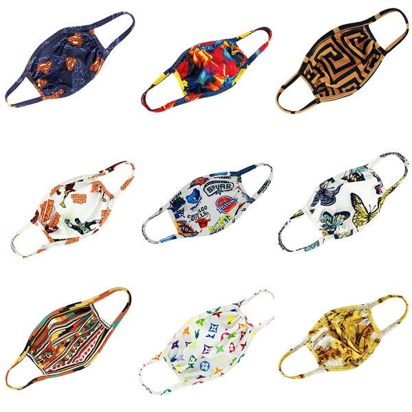 

designer printed masks half face anti haze mouth er masks washable breathable fashion print women man party mask outdoor cycling masks #207, Black