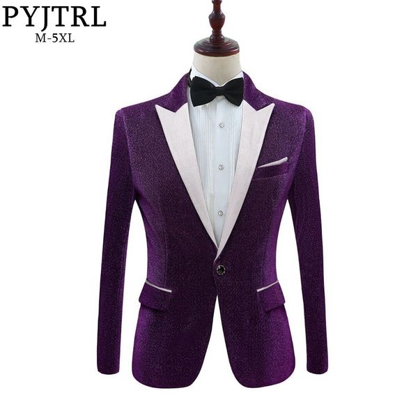 

pyjtrl men's fashion shiny purple gold red black silver gray suit jacket wedding groom prom singers blazers men blazer slim fit, White;black