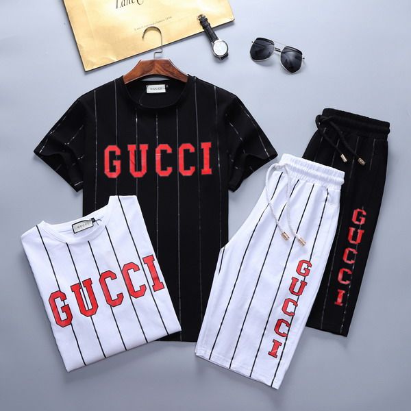 

2019 summer new fashion men's sportswear short-sleeved t-shirt shorts casual sports suit men's round neck print tracksuits -xxxl, Gray