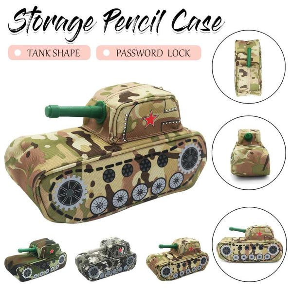 

3 color tank shape portable large capacity pen holder pen holder combination lock school stationery bag school student gift