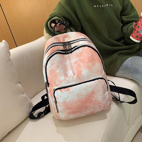 

women's art printing backpack fashion youthful leisure bags literary style bagpack teen girl light double layer bag