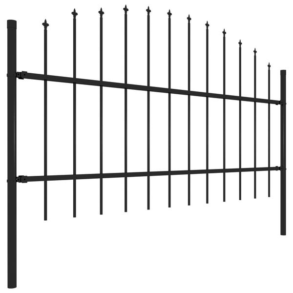 

garden fence with spear (0.75-1)x1.7 m steel black garden sets