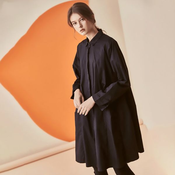 

2019 new spring summer lapel long sleeve black personality split joint loose shirt dress women fashion tide a919, Black;gray