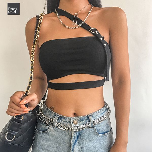 

out tank sashes women black hollow fashion streetwear cropped tank 2019 summer feminino backless crop top, White