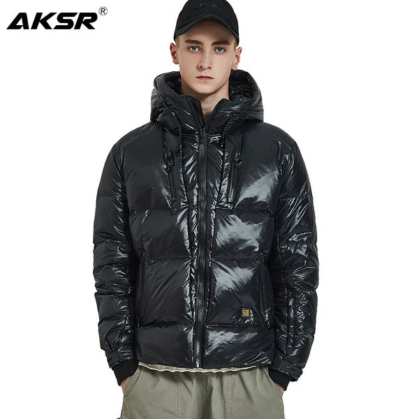 

aksr men's winter down jacket thick warm duck down jacket for men waterproof hooded puffy jackets black doudoune homme plumones