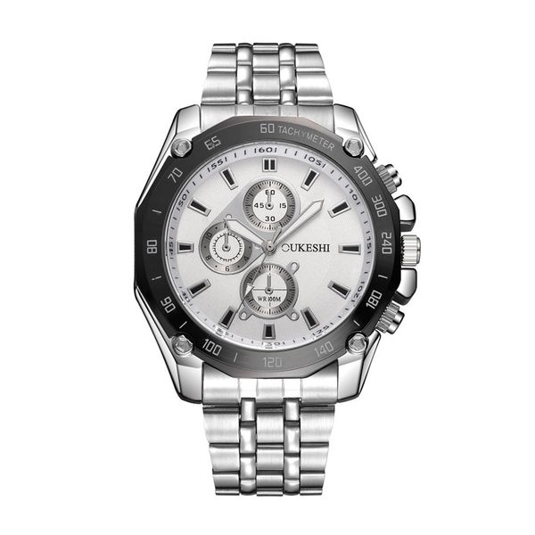 

fashion mens watches stainless steel belt business three-eye men's quartz watch wrist watch bracelet relogio masculino feminino, Slivery;brown