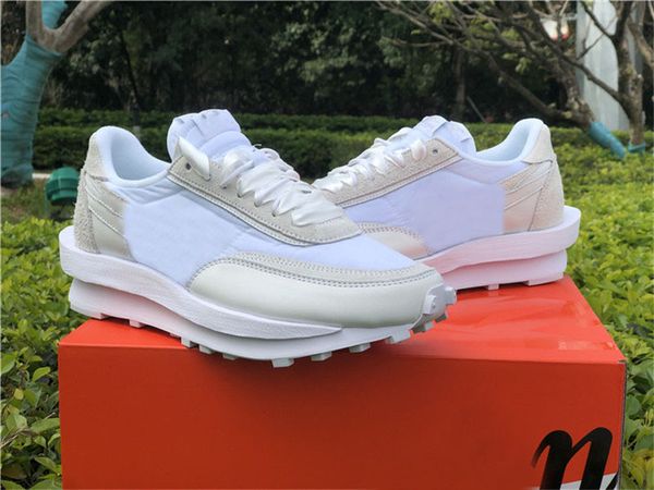 

authentic sacai x ldwaffle white black nylon ldv waffle running shoes men women 73nike sneakers bv0073-101 bv0073-002 with original box