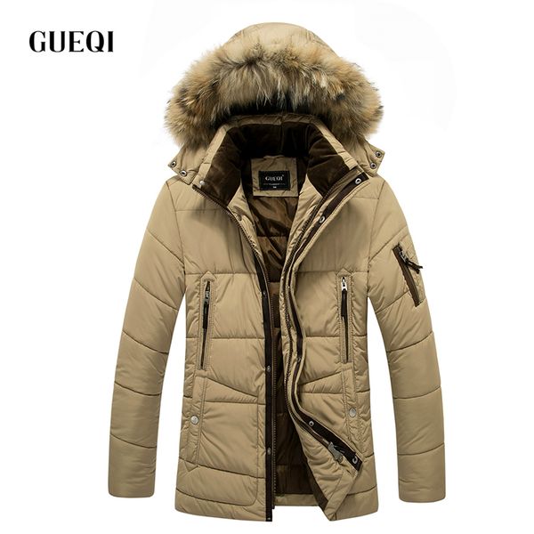 

gueqi 2017 men new winter jacket brand clothing warm casual solid men's popular hooded parkas for male jackets outwear coats 223, Black