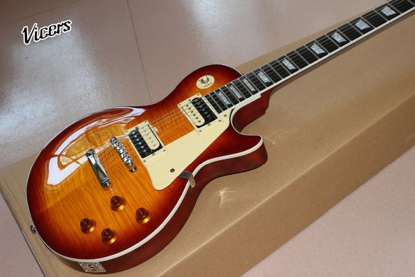 

custom shop,sunburst color standard custom electric guitar.rosewood fingerboard guitaar.tiger flame maple guitar,real ps