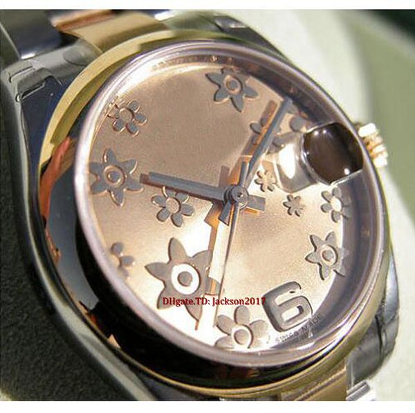 Originalverpackungszertifikat Casual Modern Watches Unisex-Uhren 178243 Mittelgroßes Stahl-Gelbgold-Champagner-Blumen-Zifferblatt