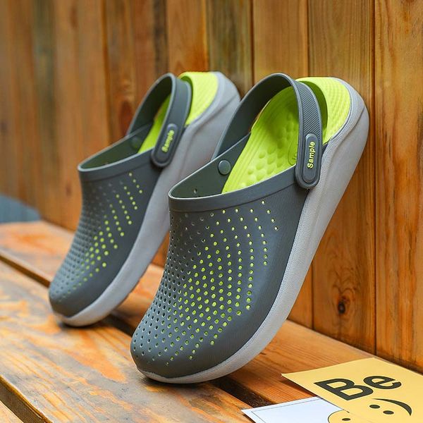 

2020 men's slip on summer mules clog comfort casual water shoes lightweight hollow beach slippers non-slip outdoor garden shoes, Black
