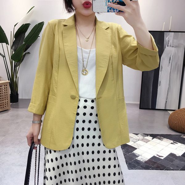 

new spring autumn cotton and linen small suit korean fashion casual suit long section slim slimming jacket female blazer jackets, White;black