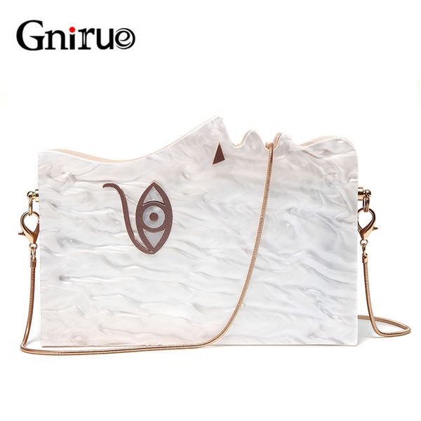 

2018 wood personality splicing white acrylic retro unique half face hard box evening bag ridesmaid handbag luxury clutch purses d18110106