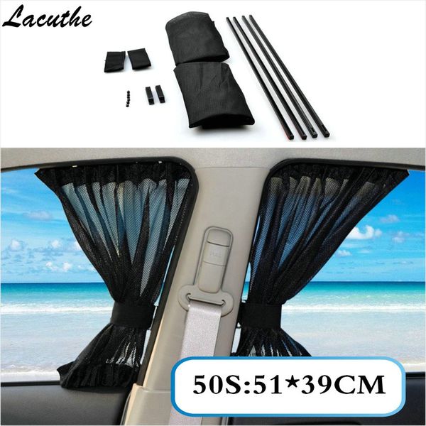 

2 x update 50s 51*39cm car styling adjustable vehicles elastic auto car side window sunshade curtain - black/beige/gray