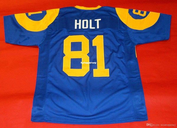 

retro #81 torry holt custom st high-end mitchell & ness jersey bule mens stitching high-end size s-5xl football jerseys college ncaa, Black;red