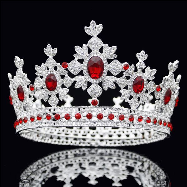 

new fashion bridal crown for queen king round diadem crystal silver tiaras and crowns bride prom wedding hair jewelry ornaments, Golden;white