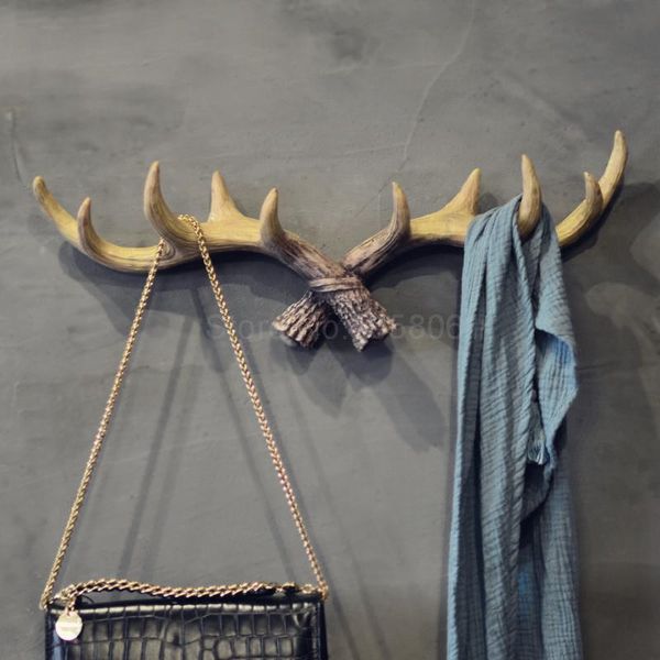 

american retro antler decorative wall hanging coat rack creative clothing store porch door wall decoration key hook