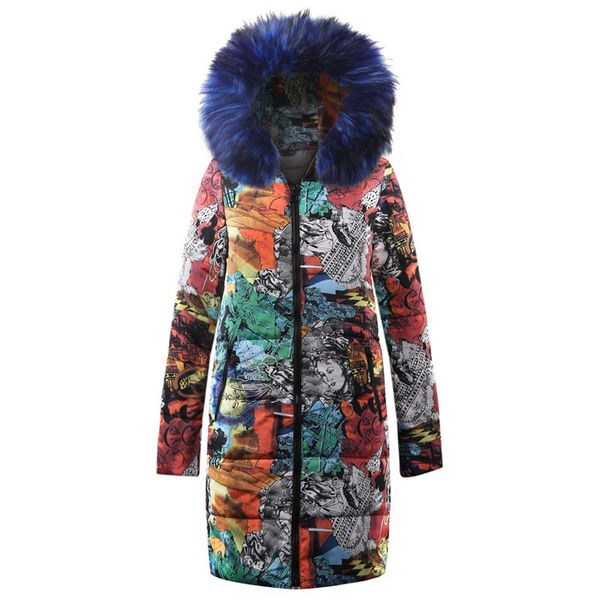 

chamsgend 2018 coat female women's printed long cotton clothing womens winter parka hooded coat quilted jacket outwear oc12, Tan;black