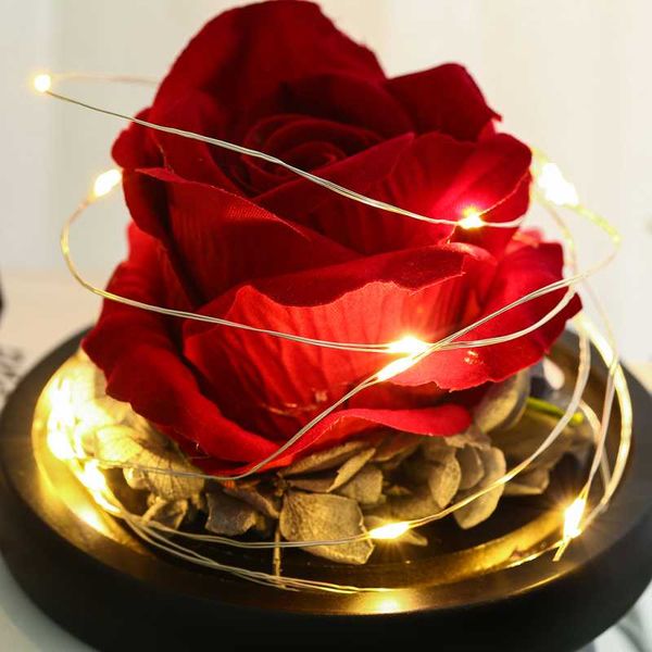 

first pink flower in glass jars receives immortal flower in glass cover romantic gift for lovers birthday gifts home decoration