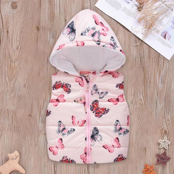 

children cute hoodies vest coat kid winter comfort soft zipper hooded personality printing fashion waistcoat 2-7y, Blue
