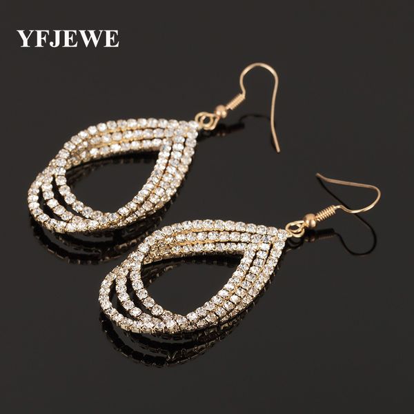 

competitive products glass earring long fund drip pendeloque cut luxurious ear nail, Golden