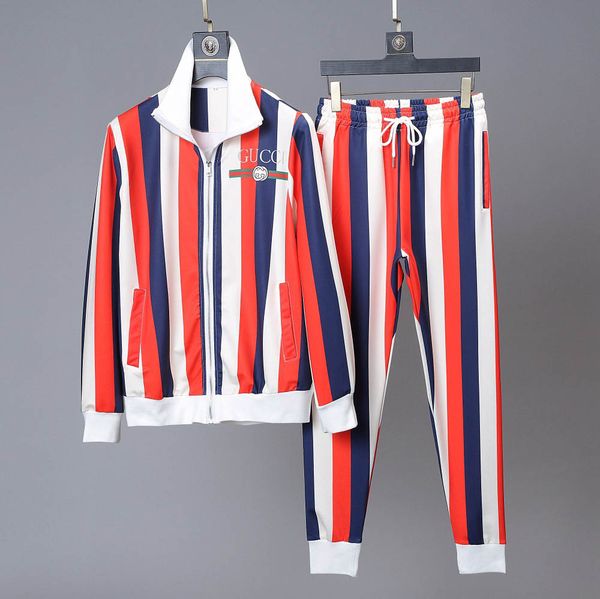 

high-end luxury men's striped blazer suit fashion running wear men's monogrammed hoodie hip hop apparel sportswear, Gray