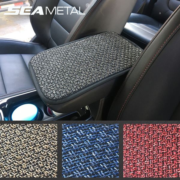

car armrest mats flax interior auto armrest protector pads universal automobiles storage box cover carpets accessories