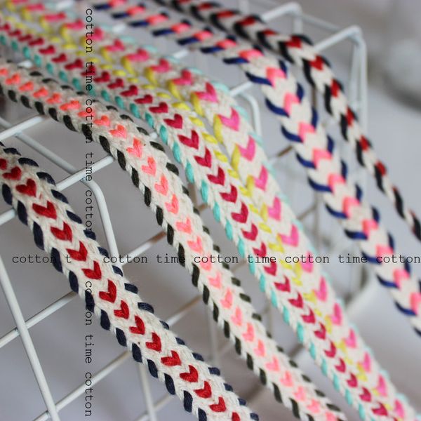 

8yards / серия 1.5cm широкий 6olor хлопок смешанный красочные плетеные веревки крученой хлопковой шнуры 10-12мм ширина craft декор веревки, Black;white
