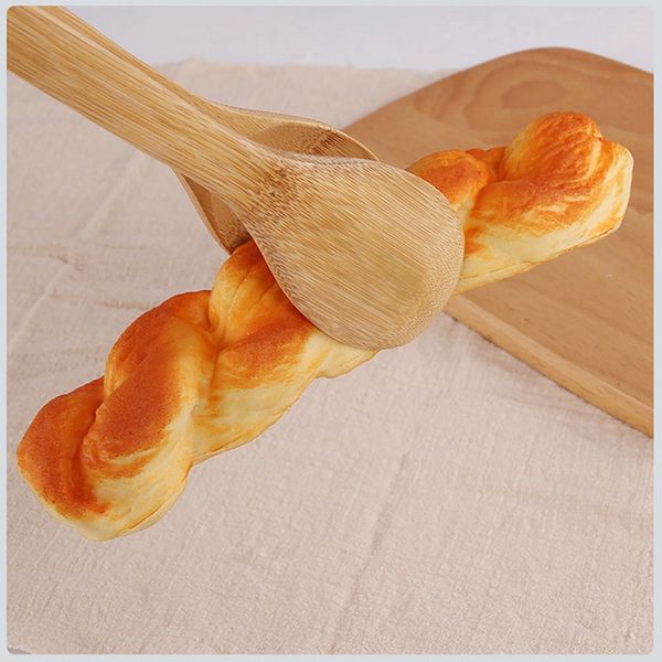 

bamboo bread kitchen tongs food bbq tool wooden clamp food clip home decorative