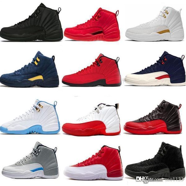 

new 12 12s basketball shoes for men winterized wntr michigan taxi playoffs blue gym red black white mens sports sneaker trainers