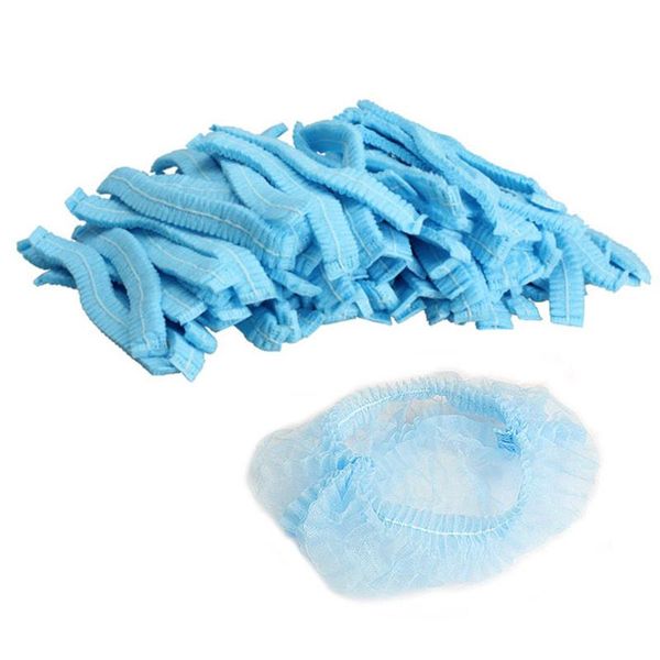 

одноразовые волосы душ пылезащитные колпачки одноразовые нетканые плиссированные анти-пыль шляпа набор синий аксессуары для красоты 100 шт