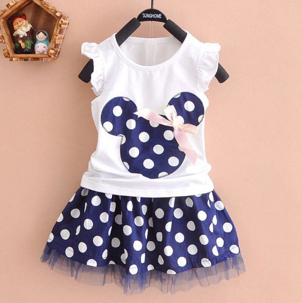 

pudcoco 2019 2pcs girls baby kids mouse shirt tutu skirt summer outfits clothes polka dot clothes cartoon 0-4y ss, White