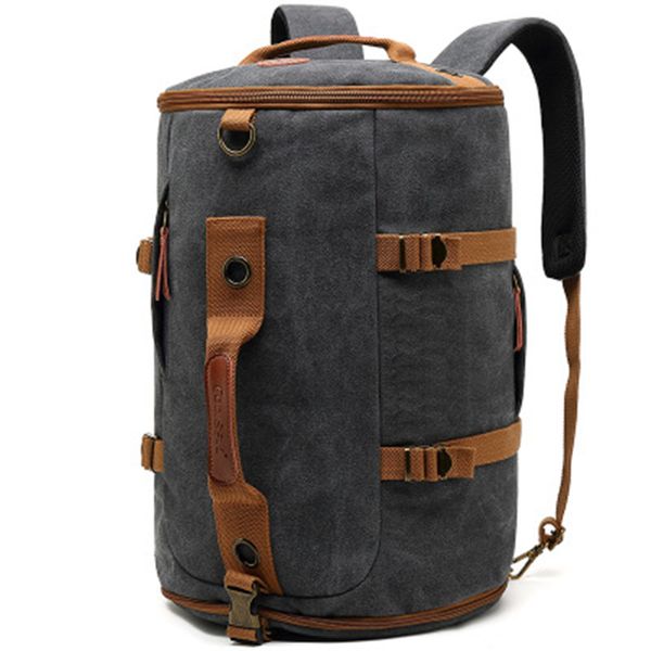 

cool bell new backpack cylinder lapbackpack men's canvas bag multi-function fashion outdoor travel
