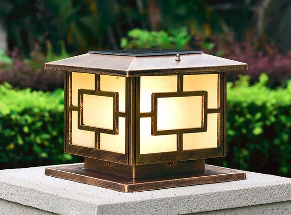 2019 Solar Pillar Lamp European Retro Column Headlight Landscape