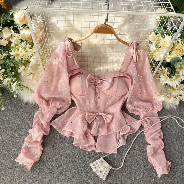 

s blouse slim club cloth vintage fashion blouses 2020 puff-long sleeve ruffles bohemian elegant boho chic top, White