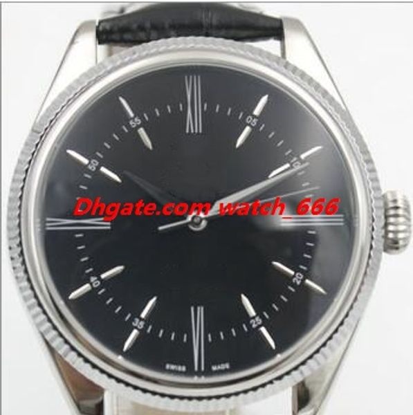 

New Version Free Shipping Men Watch Sapphire Black White Dial 50505 39mm Automatic Black Brown Leather Strap Luxury Watch